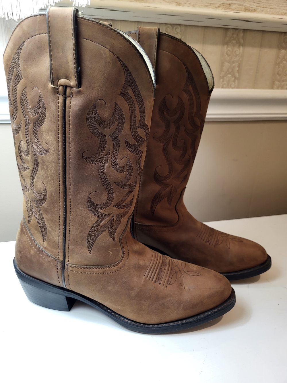 Durango Brown Men's Western Pull-On Boots, Size 9.5